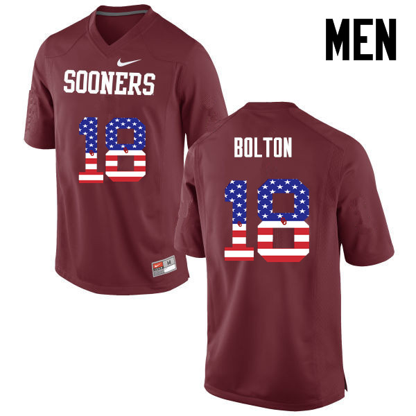 Oklahoma Sooners #18 Curtis Bolton College Football USA Flag Fashion Jerseys-Crimson